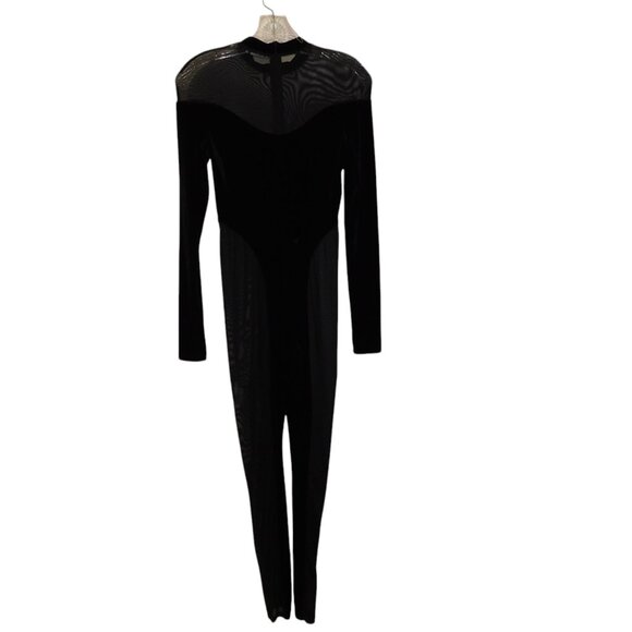 No. 1 Los Angeles Black BodySuit Velvet & Sheer Panels Size Small Sexy - Picture 9 of 14